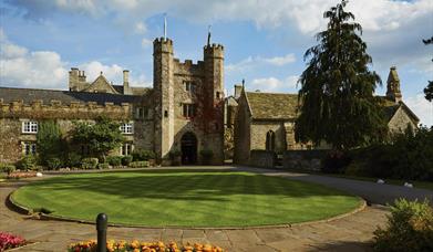 The impressive gatehouse is flanked by pentagonal battlemented towers and now forms the entrance to St Pierre. The Crown Jewels were said to have been