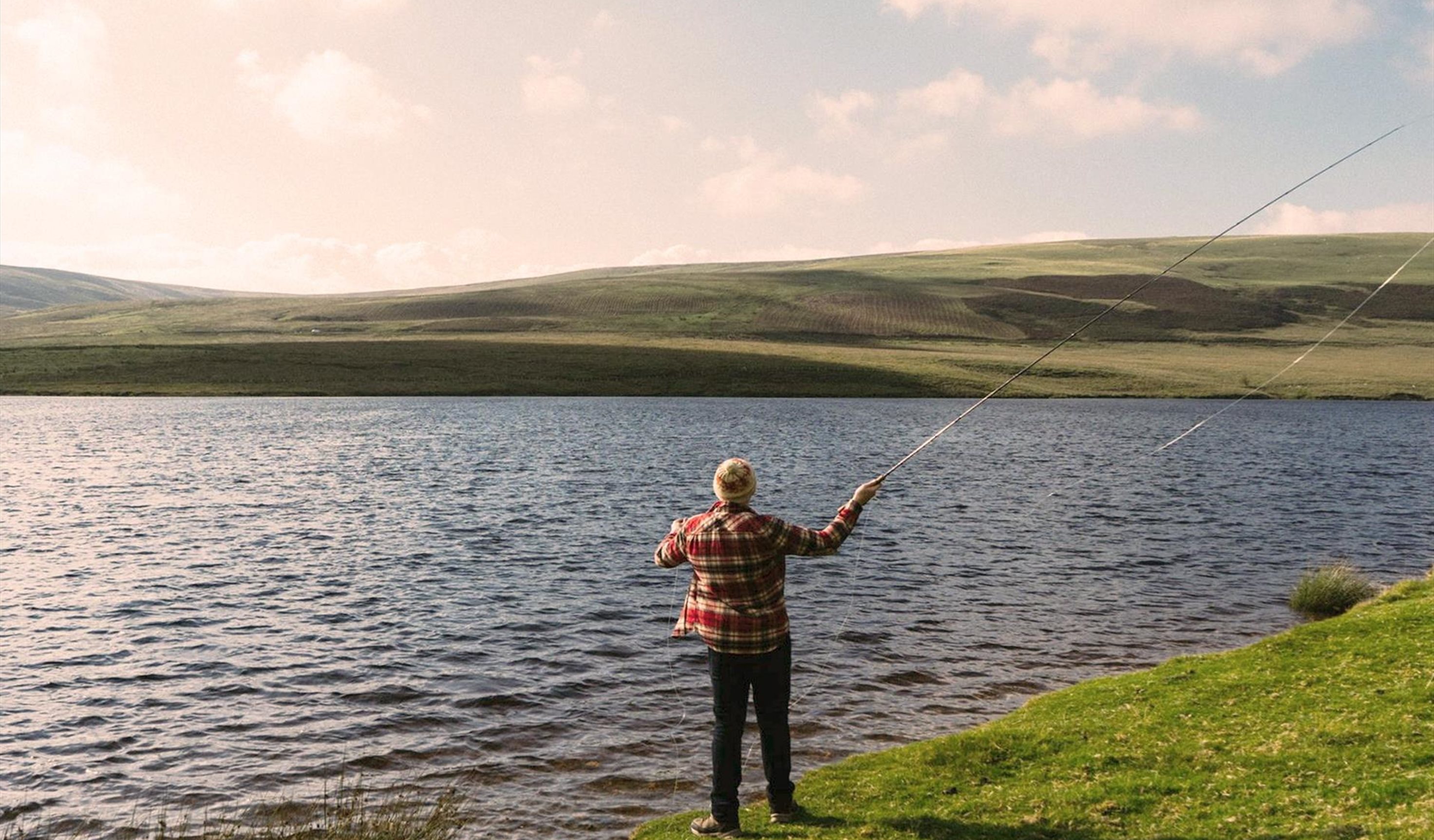 Fishing in the Elan Valley on a summers day.