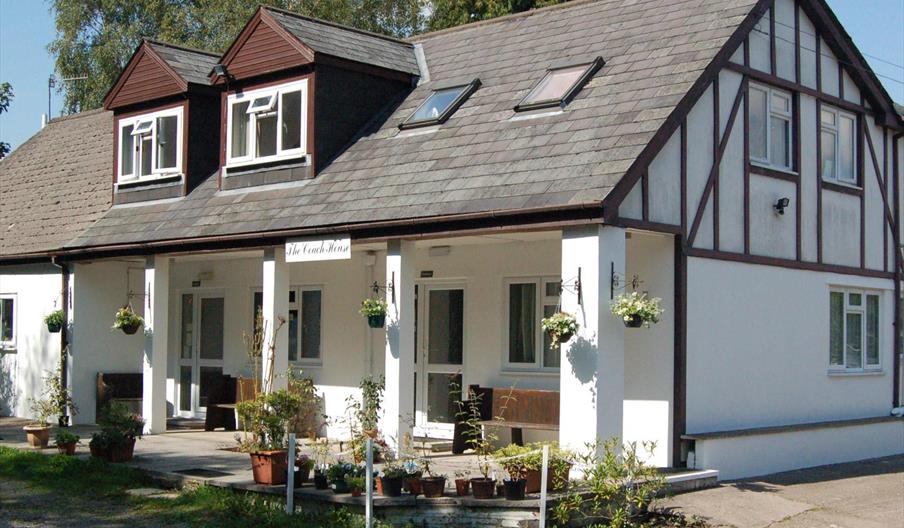 Front view of the guest house showing where you can sit and enjoy the sun.