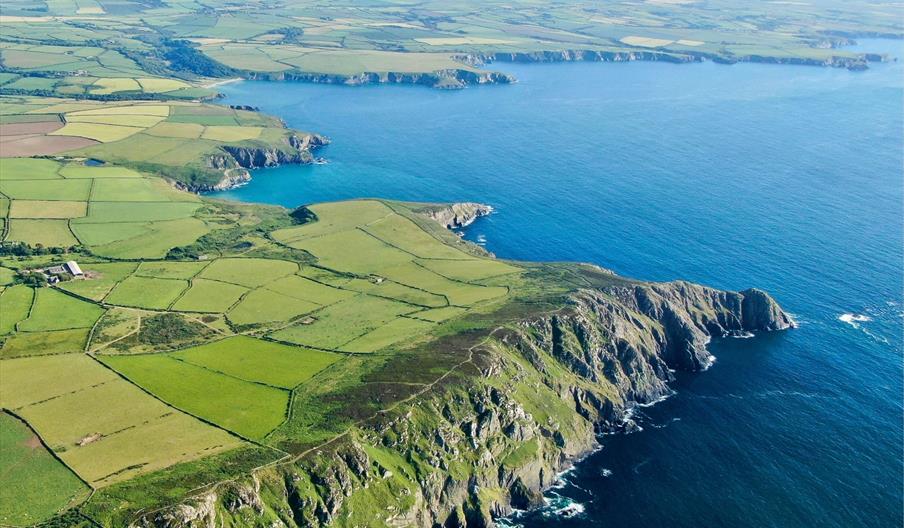 Aerial View of Coast Path Including Abermawr Beach