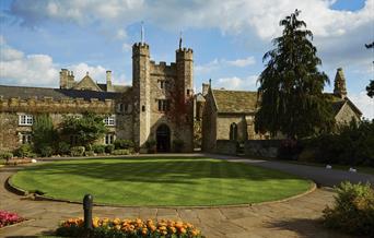 The impressive gatehouse is flanked by pentagonal battlemented towers and now forms the entrance to St Pierre. The Crown Jewels were said to have been