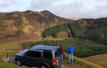 Enjoying the view on a Cambrian Safaris tour in North Ceredigion.