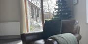 Lounge interior with view of French doors