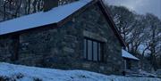 Cottage exterior in winter