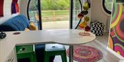 Let's Glamp Retro Luxury Glamping in West Wales  Beatles  looking out
