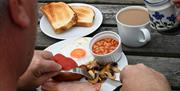 Delicious cooked breakfast at Hafren Forest Hideaway