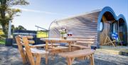 Lets Glamp Retro Luxury Glamping in West Wales - Madonna from the picnic table