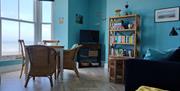 Bliss by the Sea living room, Aberystwyth seafront flat