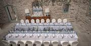 A blue themed reception in The Atrium