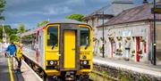 Walkers joining the train at Llandovery station