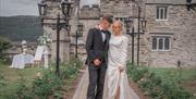 Couple in the castle gardens