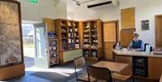Strata Florida Visitor Centre welcome desk and shop