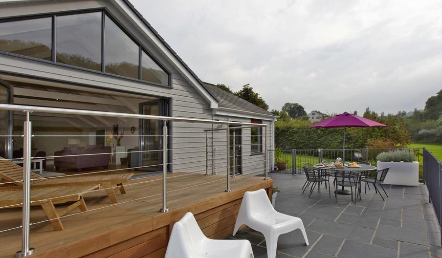 Enclosed patio area at Ty Isaf, Tresaith Enclosed patio area at Ty Isaf, Tresaith