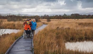The Cors Caron Walk includes an accessible boardwalk over the huge bog