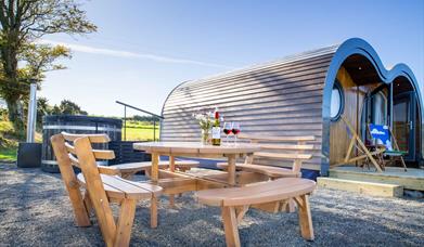 Lets Glamp Retro Luxury Glamping in West Wales - Madonna from the picnic table