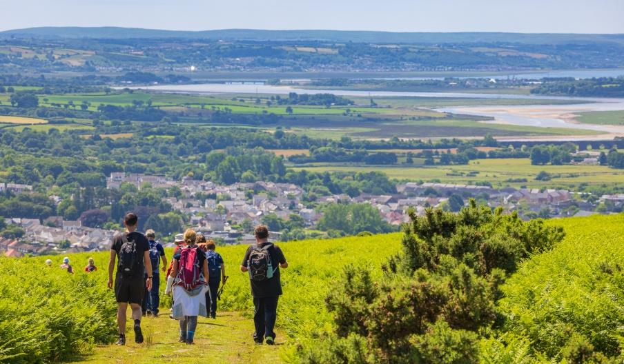 Descending Graig Fawr towards Pontarddulais with the M4 bridge over the River Loughor in the distance Descending Graig Fawr towards Pontarddulais with the M4 bridge over the River Loughor in the distance